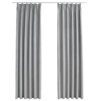 VidaXL Gordijnen verduisterend met haken 2 st 140x175 cm grijs - thumbnail