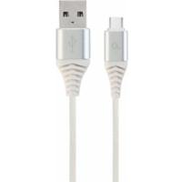Gembird CC-USB2B-AMCM-1M-BW2 USB 2.0 kabel (USB A USB C, 1,8 m) zilver/wit - thumbnail