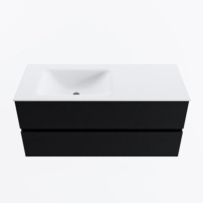 MONDIAZ VICA 110cm badmeubel onderkast Urban 2 lades. Wastafel CLOUD links zonder kraangat, kleur Talc.