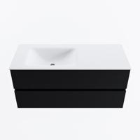 MONDIAZ VICA 110cm badmeubel onderkast Urban 2 lades. Wastafel CLOUD links zonder kraangat, kleur Talc. - thumbnail