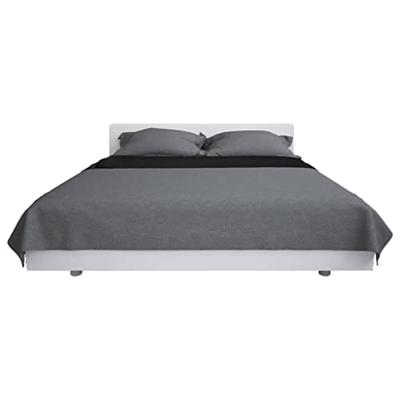 VidaXL Bedsprei dubbelzijdig 230x260 cm quilt grijs en zwart VidaXL Bedsprei dubbelzijdig 230x260 cm quilt grijs en zwart