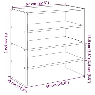 VidaXL Schoenenrekken 2 st stapelbaar 60x30x30,5 cm bruin eikenkleur