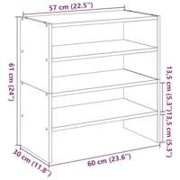 VidaXL Schoenenrekken 2 st stapelbaar 60x30x30,5 cm oud houtkleurig - thumbnail
