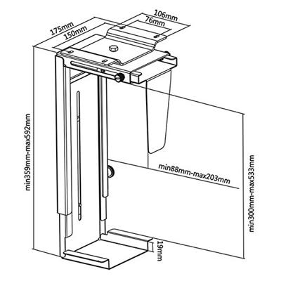 Computerophangbeugel Maclean, zwart, MC-713 B