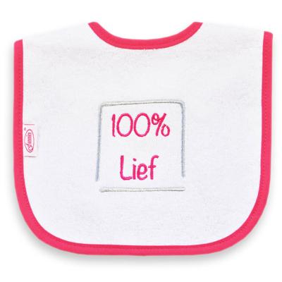 Funnies slabber 100% lief junior 40 cm katoen wit/roze
