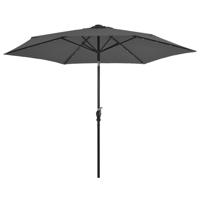 VidaXL Parasol met led-verlichting en stalen paal 300 cm antraciet - thumbnail