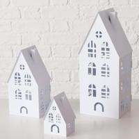 Boltze Home lantaarnset huis 3-delig wit - thumbnail