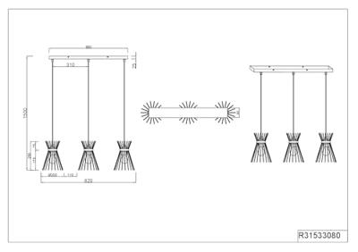 Trio HanglampRod design zwart 3-lichts - R31533080