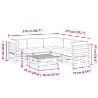 6-delige Loungeset met kussens massief grenenhout - thumbnail