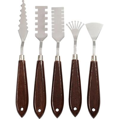 Creativ Company Paletmessen set met patroon, l: 17-21 cm, b: 2-3 cm, 5 stuk/ 1 doos