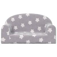 Kinderbank 2-zits met sterren zacht pluche lichtgrijs - thumbnail
