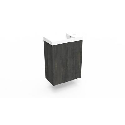 Fonteinkast Dark Oak Arcqua Luna 40x55x28 cm Incl. Fontein Mat Wit Met Overloop Arcqua