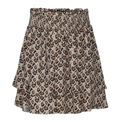 KIEstone winter rok meisjes - bruin panter - Ilse