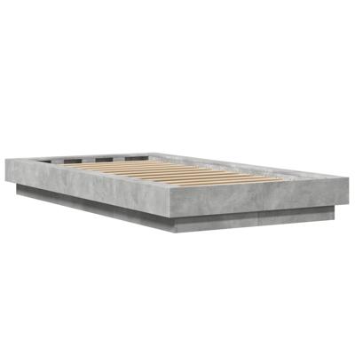 Bedframe met LED-verlichting bewerkt hout betongrijs 120x190 cm