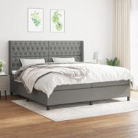 Boxspring met matras stof donkergrijs 200x200 cm - thumbnail
