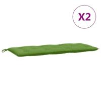 VidaXL Tuinbankkussens 2 st 120x50x7 cm stof gemêleerd groen - thumbnail
