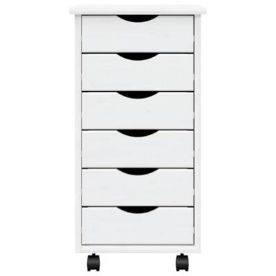 Ladekast MOSS verrijdbaar massief grenenhout wit