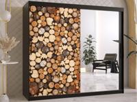 Kledingkast DREMBO 2 schuifdeuren 200 cm mat zwart met spiegel - thumbnail