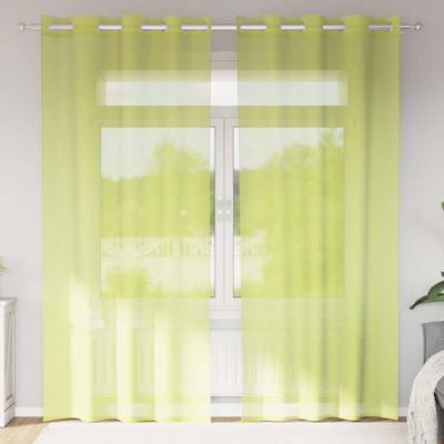 Gordijnen voile met doorvoertules 2 st 140x225 cm appelgroen