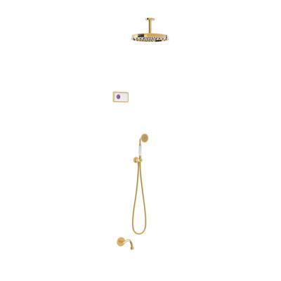 Regendouche set electronisch Tres Shower Technology Classic | Inbouw | Thermostaatkraan | 3-weg | Vintage | 24k Goud glans