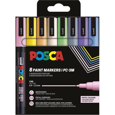 Uni POSCA paintmarker PC-3M, 1,5 mm, etui van 8 stuks in geassorteerde pastelkleuren Uni POSCA paintmarker PC-3M, 1,5 mm, etui van 8 stuks in geassorteerde pastelkleuren