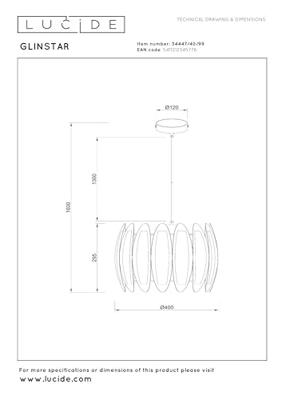 Lucide GLINSTAR - Hanglamp - Ø 40 cm - 1xE27 - Multicolor