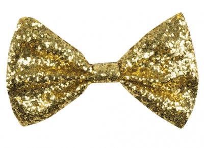 Vlinderstrik glitter goud