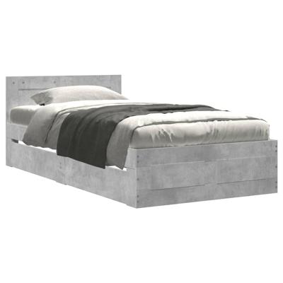 Bedframe met hoofdeinde bewerkt hout betongrijs 90x200 cm
