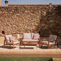 Kave Home Loungeset 'Frares' Acaciahout, Met 2-zits Bank, 2 fauteuils en salontafel - thumbnail