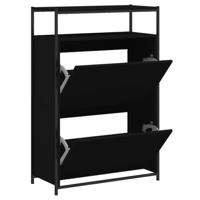 Schoenenkast 75x34x112 cm bewerkt hout zwart - thumbnail