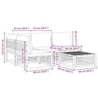 5-delige Loungeset met kussens massief acaciahout - thumbnail