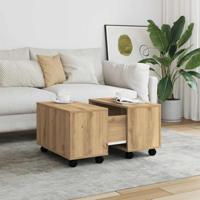 Salontafel 60x60x38 cm bewerkt hout artisanaal eikenkleurig - thumbnail
