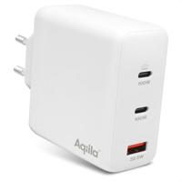 Aqiila W4 USB-oplader 120 W 1x USB-A, 2x USB-C USB PD, Quick Charge 3.0, QC 4+ Wit Binnen - thumbnail