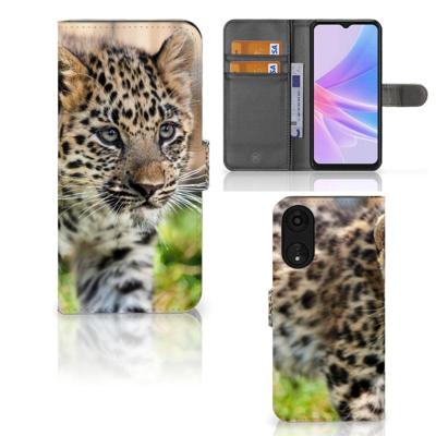 OPPO A78 5G | A58 5G | Telefoonhoesje | Met pasjeshouder | Baby Luipaard