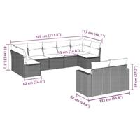 9-delige Loungeset met kussens poly rattan bruin - thumbnail