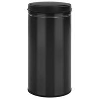 Prullenbak met automatische sensor 70 L koolstofstaal zwart - thumbnail