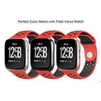 Fitbit Versa 1 / 2 & Lite sportbandje - Maat: Small - Rood + Zwart - thumbnail