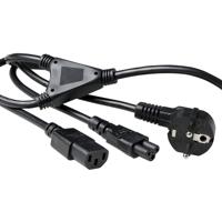 ACT AK5166 230V Stroomkabel CEE7/7 Male (Haaks)/1x C13 + 1x C5 - 1,8 meter - thumbnail