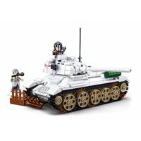 Sluban Army T-34/85 Battle Tank bouwstenen set - wit (M38-B0978) - thumbnail