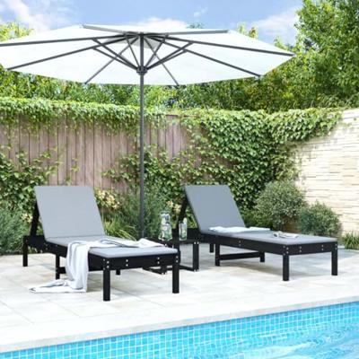 Ligbedden 2 st 199,5x60x74 cm massief grenenhout zwart
