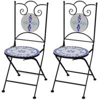 vidaXL Bistrostoelen inklapbaar 2 st keramiek blauw en wit - thumbnail