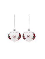 Kerstballen 8 cm (2 uds) Kristal Wit - thumbnail