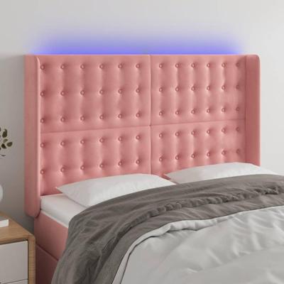 Hoofdbord LED 147x16x118/128 cm fluweel roze