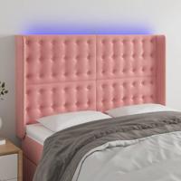 Hoofdbord LED 147x16x118/128 cm fluweel roze - thumbnail