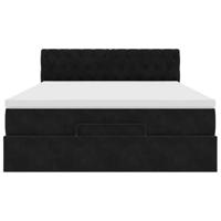 Ottoman bed met matras 140x200cm fluweel zwart - thumbnail
