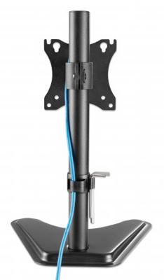 Manhattan Bureaubeugel voor TV's en monitoren, kantelbaar en draaibaar, monitorstandaard, voor schermen 10"-27", VESA-compatibiliteit: 75x75 en 100x100 mm (controleer de afmetingen van de vier montagegaten aan de achterzijde), max. 7 kg, zwart