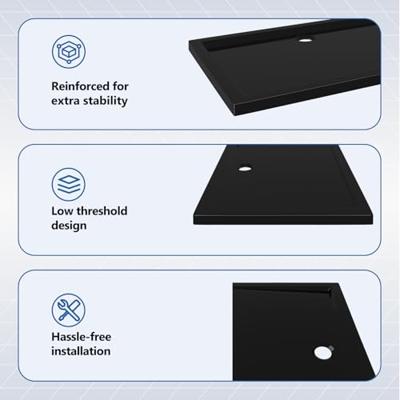 Douchebak rechthoekig 70x100 cm ABS zwart Douchebak rechthoekig 70x100 cm ABS zwart