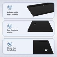 Douchebak rechthoekig 70x100 cm ABS zwart - thumbnail