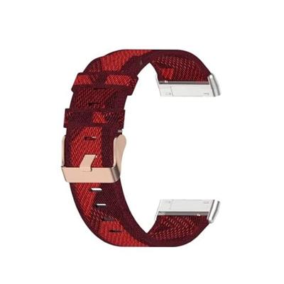 By Qubix - Compatible met Fitbit Versa 3/4 & Sense 1/2 Canvas nylon bandje - Rood - Compatible fitbit bandje