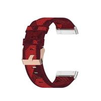 By Qubix - Compatible met Fitbit Versa 3/4 & Sense 1/2 Canvas nylon bandje - Rood - Compatible fitbit bandje - thumbnail